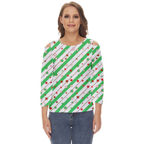 Christmas Paper Stars Pattern Texture Background Colorful Colors Seamless Cut Out Wide Sleeve Top by Uceng