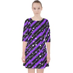 Christmas Paper Star Texture Quarter Sleeve Pocket Dress by Uceng