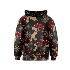 Christmas Pattern With Snowflakes Berries Kids  Pullover Hoodie