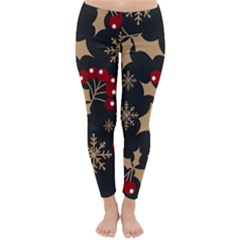 Christmas Pattern With Snowflakes Berries Classic Winter Leggings by Uceng