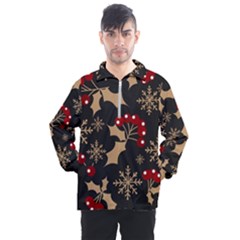 Christmas Pattern With Snowflakes Berries Men s Half Zip Pullover by Uceng