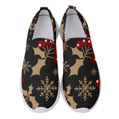 Christmas Pattern With Snowflakes Berries Women s Slip On Sneakers by Uceng