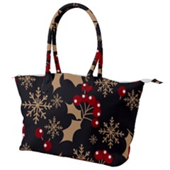 Christmas Pattern With Snowflakes Berries Canvas Shoulder Bag by Uceng