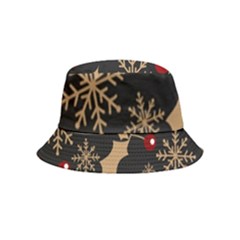 Christmas Pattern With Snowflakes Berries Inside Out Bucket Hat (kids) by Uceng