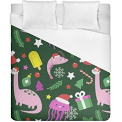 Dinosaur Colorful Funny Christmas Pattern Duvet Cover (california King Size) by Uceng