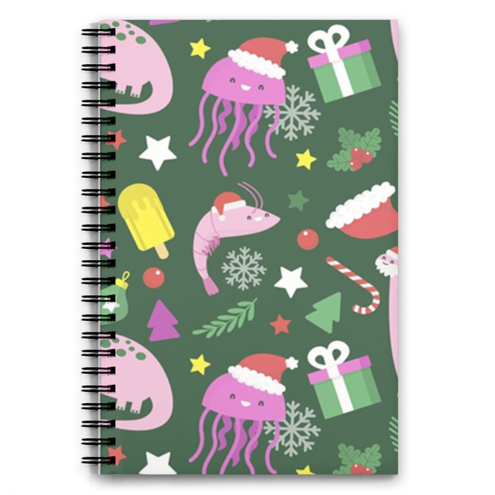 Dinosaur Colorful Funny Christmas Pattern 5.5  x 8.5  Notebook