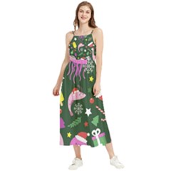 Dinosaur Colorful Funny Christmas Pattern Boho Sleeveless Summer Dress by Uceng