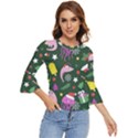 Dinosaur Colorful Funny Christmas Pattern Bell Sleeve Top View1