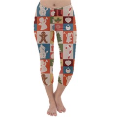 Cute Christmas Seamless Pattern Vector  - Capri Winter Leggings  by Uceng