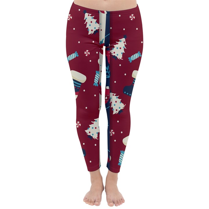 Flat Design Christmas Pattern Collection Art Classic Winter Leggings