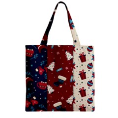 Flat Design Christmas Pattern Collection Art Zipper Grocery Tote Bag by Uceng