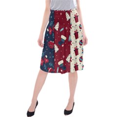 Flat Design Christmas Pattern Collection Art Midi Beach Skirt by Uceng