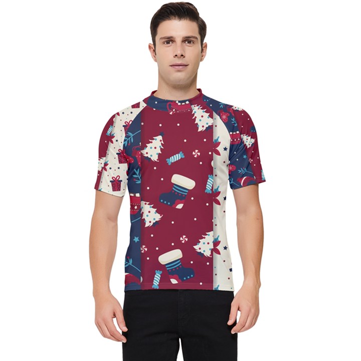 Flat Design Christmas Pattern Collection Art Men s Short Sleeve Rash Guard