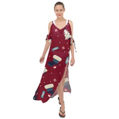 Flat Design Christmas Pattern Collection Art Maxi Chiffon Cover Up Dress by Uceng