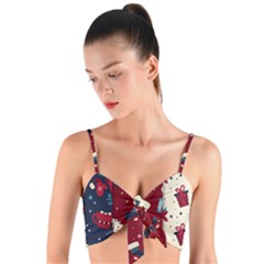 Flat Design Christmas Pattern Collection Art Woven Tie Front Bralet by Uceng