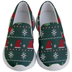 Beautiful Knitted Christmas Pattern Kids Lightweight Slip Ons by Uceng