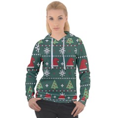 Beautiful Knitted Christmas Pattern Women s Overhead Hoodie by Uceng