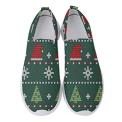 Beautiful Knitted Christmas Pattern Women s Slip On Sneakers by Uceng