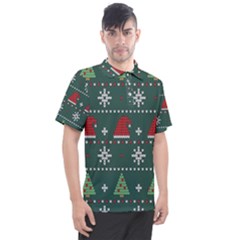 Beautiful Knitted Christmas Pattern Men s Polo Tee by Uceng