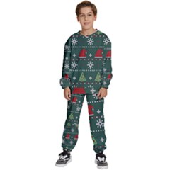 Beautiful Knitted Christmas Pattern Kids  Sweatshirt Set by Uceng