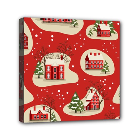 Christmas New Year Seamless Pattern Mini Canvas 6  X 6  (stretched) by Uceng