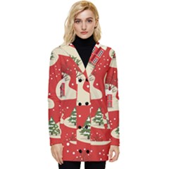 Christmas New Year Seamless Pattern Button Up Hooded Coat  by Uceng