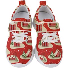 Christmas New Year Seamless Pattern Kids  Velcro Strap Shoes by Uceng