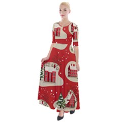 Christmas New Year Seamless Pattern Half Sleeves Maxi Dress by Uceng