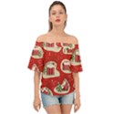 Christmas New Year Seamless Pattern Off Shoulder Short Sleeve Top View1