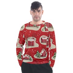 Christmas New Year Seamless Pattern Men s Long Sleeve Raglan Tee