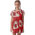 Christmas New Year Seamless Pattern Kids  Asymmetric Collar Dress View1