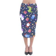 Colorful Funny Christmas Pattern Velvet Midi Pencil Skirt by Uceng