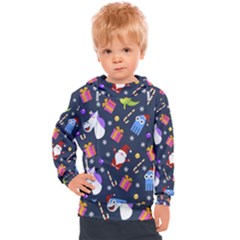 Colorful Funny Christmas Pattern Kids  Hooded Pullover by Uceng