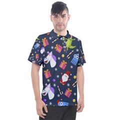 Colorful Funny Christmas Pattern Men s Polo Tee