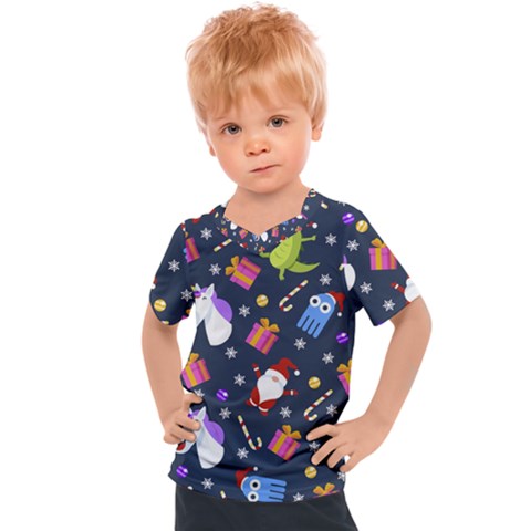 Colorful Funny Christmas Pattern Kids  Sports Tee by Uceng