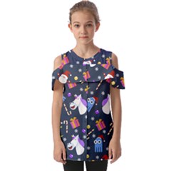 Colorful Funny Christmas Pattern Fold Over Open Sleeve Top by Uceng