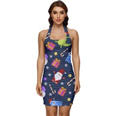 Colorful Funny Christmas Pattern Sleeveless Wide Square Neckline Ruched Bodycon Dress by Uceng