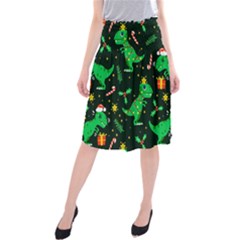 Christmas Funny Pattern Dinosaurs Midi Beach Skirt by Uceng