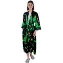 Christmas Funny Pattern Dinosaurs Maxi Satin Kimono View1