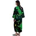 Christmas Funny Pattern Dinosaurs Maxi Satin Kimono View2