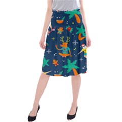 Colorful Funny Christmas Pattern Midi Beach Skirt by Uceng