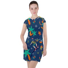 Colorful Funny Christmas Pattern Drawstring Hooded Dress by Uceng