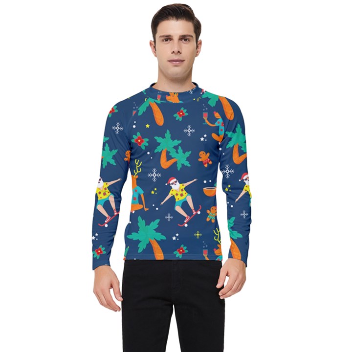 Colorful Funny Christmas Pattern Men s Long Sleeve Rash Guard