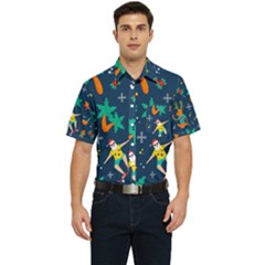 Colorful Funny Christmas Pattern Men s Short Sleeve Pocket Shirt  by Uceng