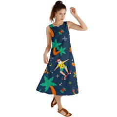 Colorful Funny Christmas Pattern Summer Maxi Dress