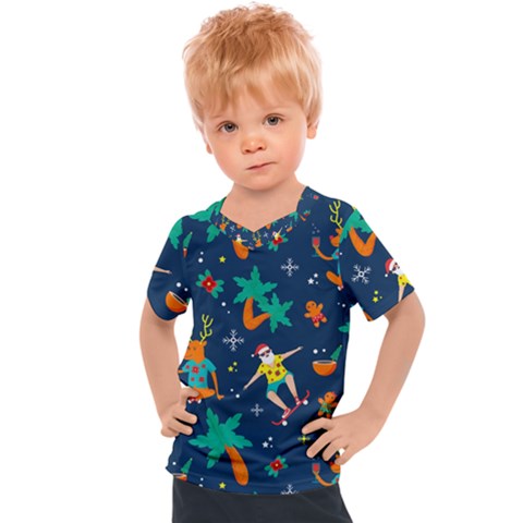 Colorful Funny Christmas Pattern Kids  Sports Tee by Uceng