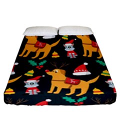 Funny Christmas Pattern Background Fitted Sheet (california King Size)