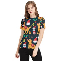 Funny Christmas Pattern Background Women s Short Sleeve Rash Guard by Uceng