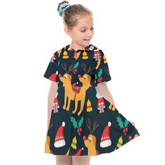 Funny Christmas Pattern Background Kids  Sailor Dress by Uceng