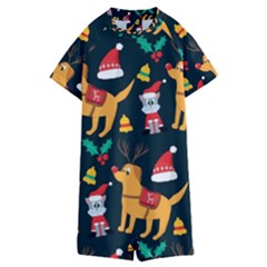 Funny Christmas Pattern Background Kids  Boyleg Half Suit Swimwear